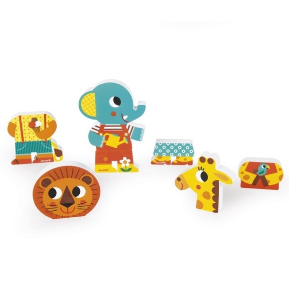 Janod Funny Wooden Magnets 3 Animals -A Day At The Zoo  Brand New - Picture 5 of 9